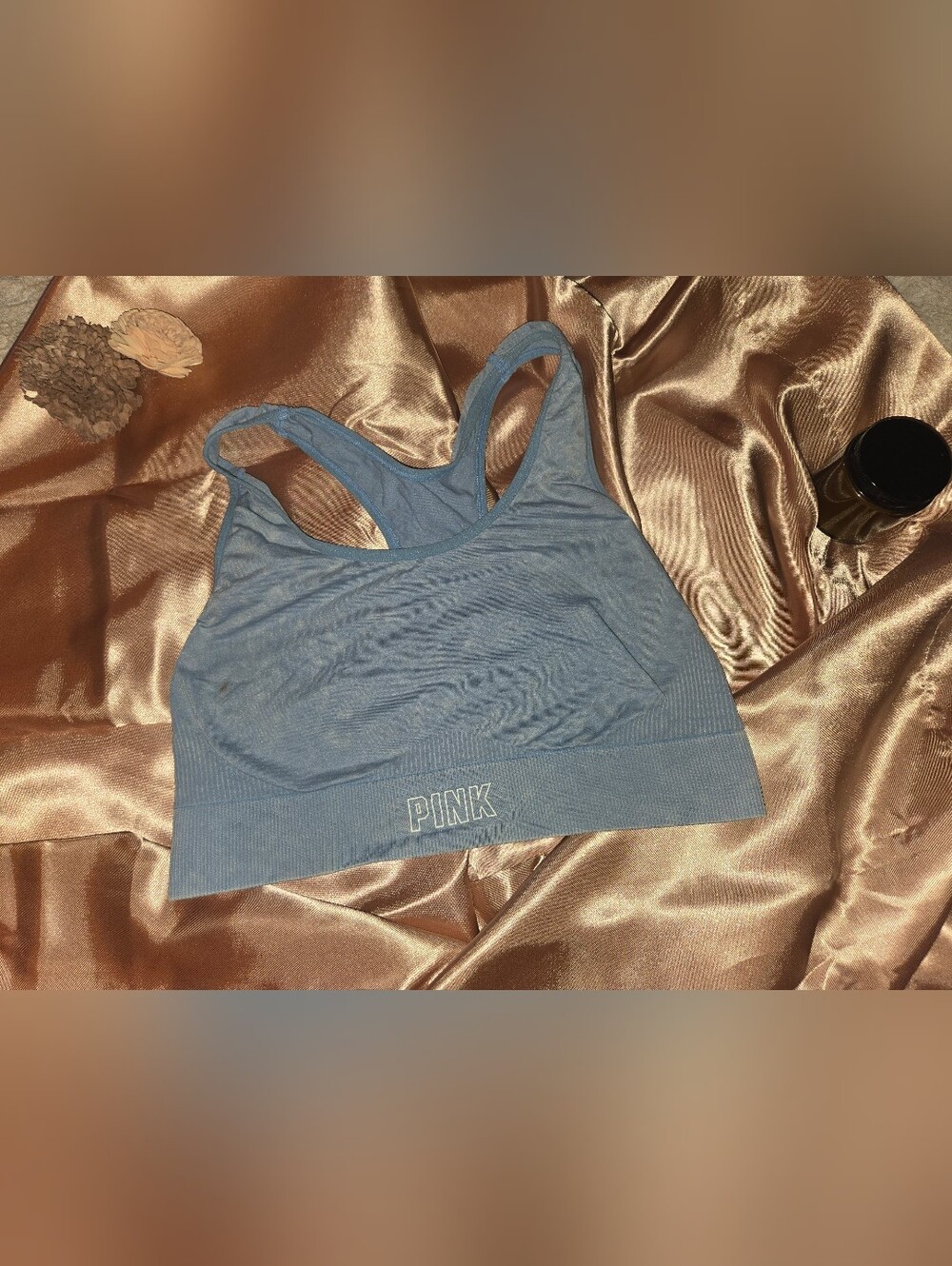 PINK Victoria's Secret Seamless Ribbed Dusty Blue Bralette